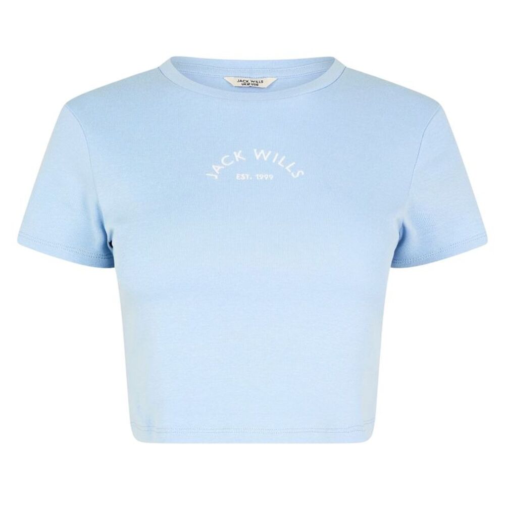 Jack Wills Womens/Ladies 1 Cotton Crop T-Shirt / Soft Blue